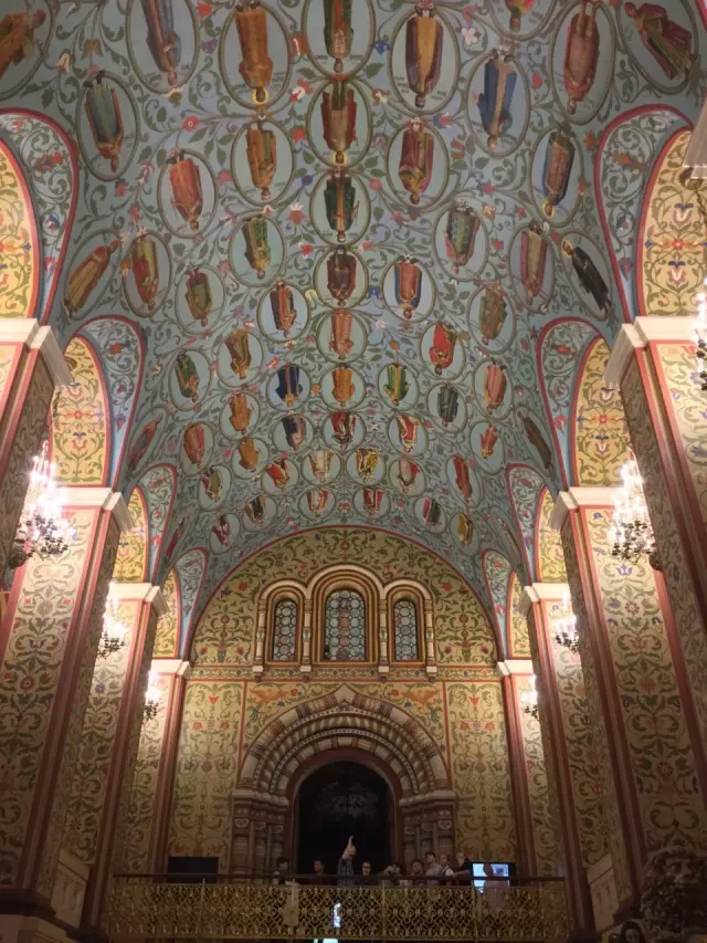 Painted arches and mosaics inside a church