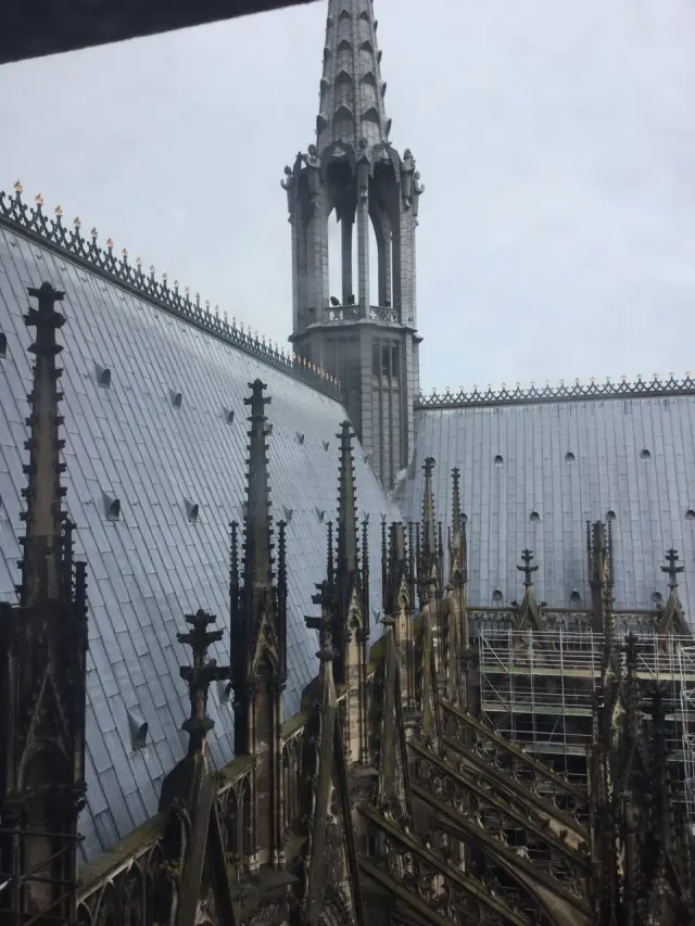 Gothic stonework and a church spire